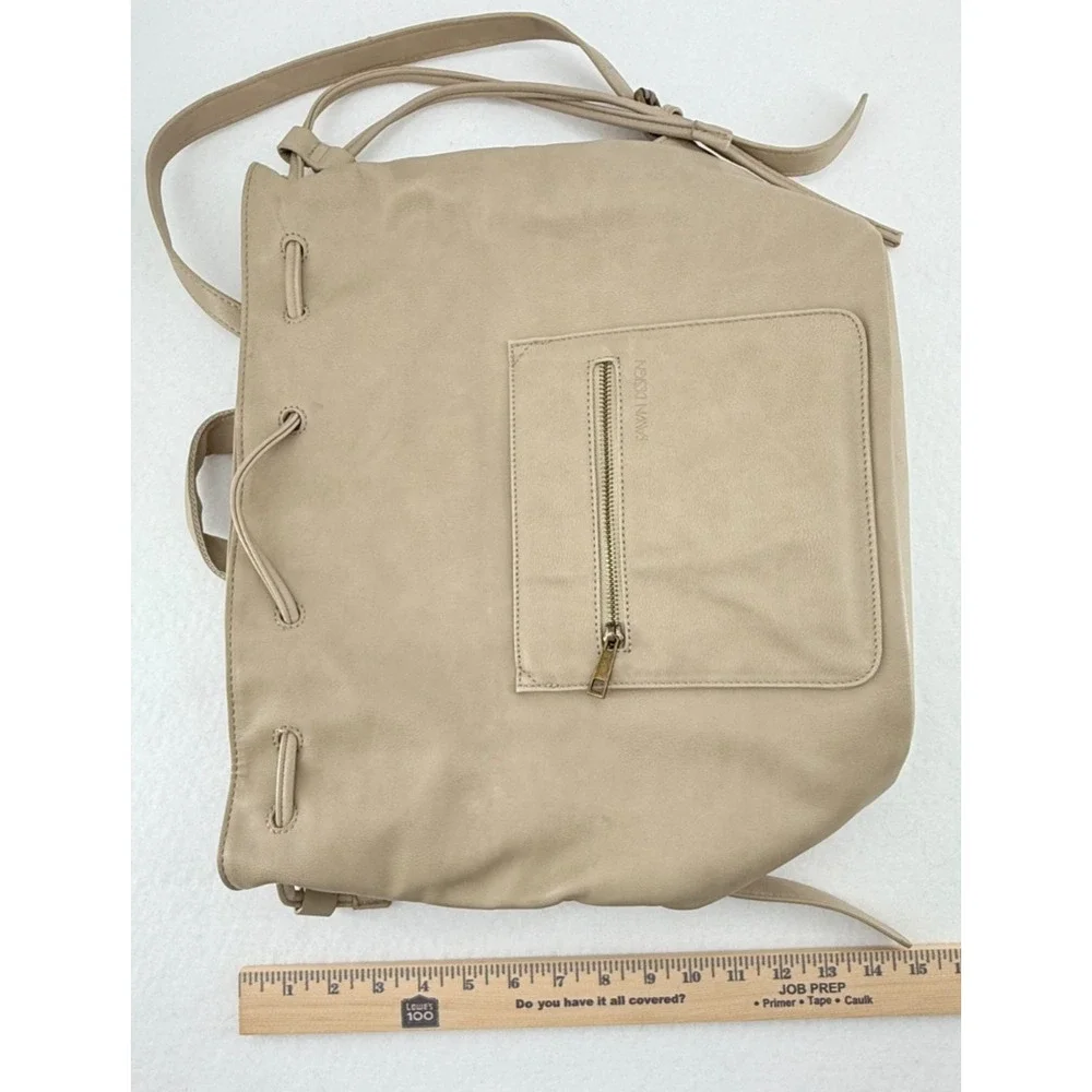 Fawn Design Beige Vegan Leather Backpack Tote Diaper Bag Minimalist‎